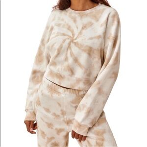 Reformation Cream and Brown Tie-Dye Sweater